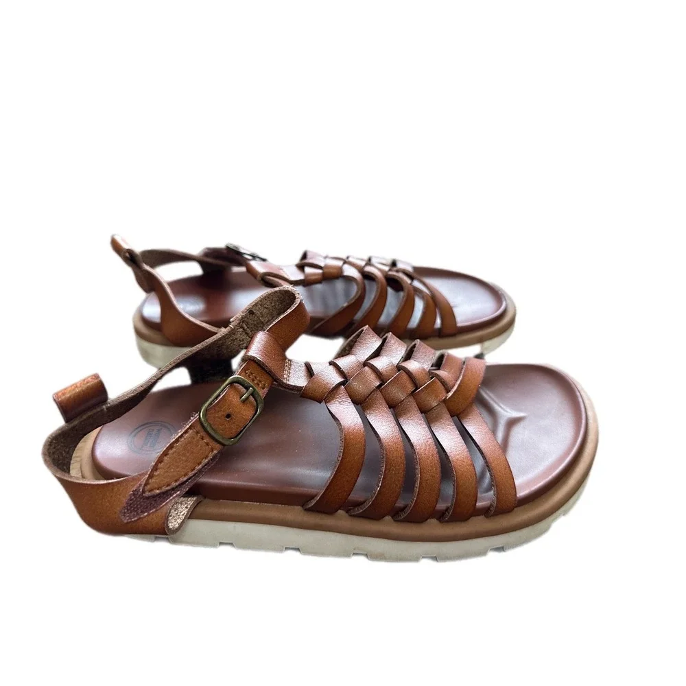 Wonder Nation Kids Brown Strappy Gladiator Sandals Buckle Closure Size 1